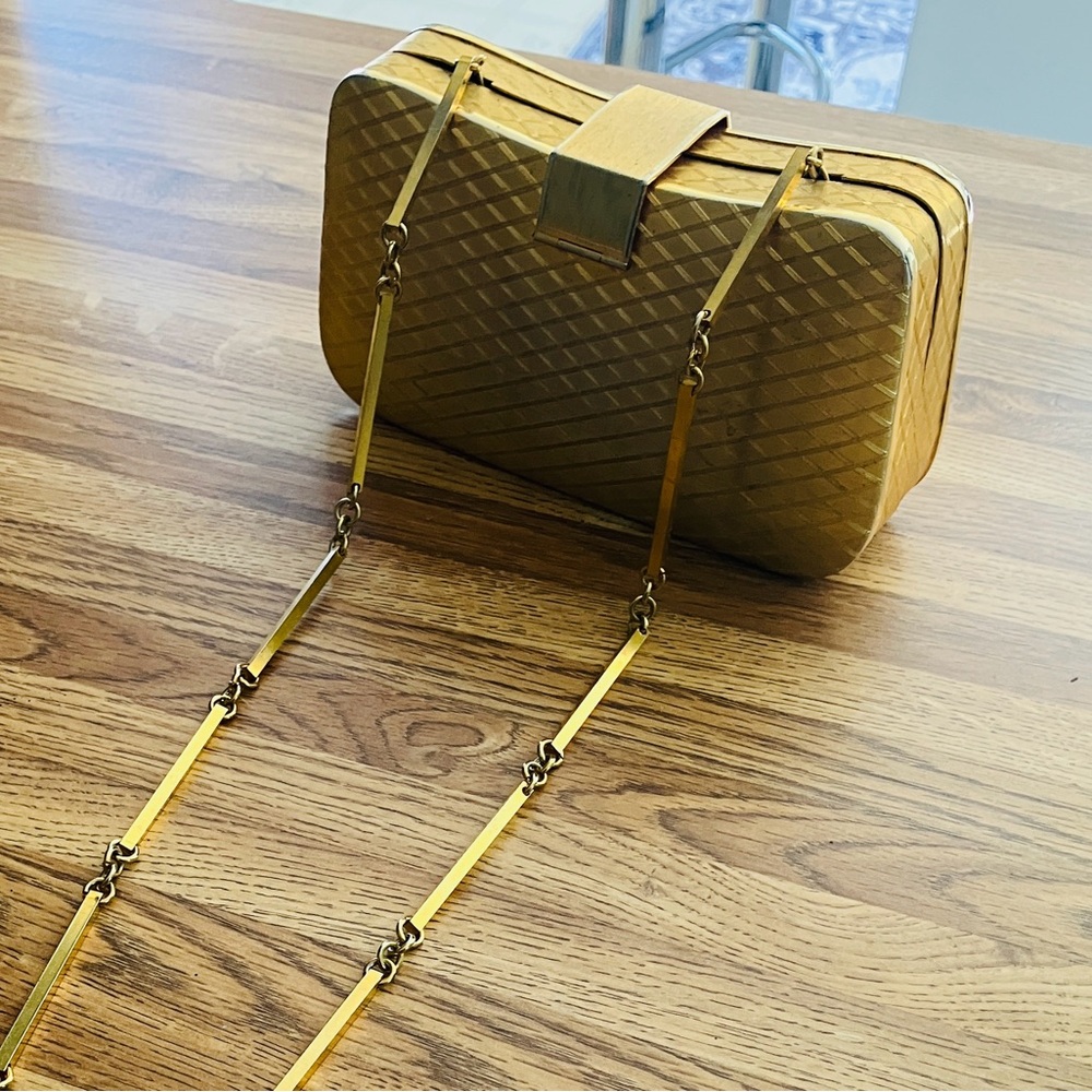 Vintage Walborg Gold Quilted Clutch with Chain Strap